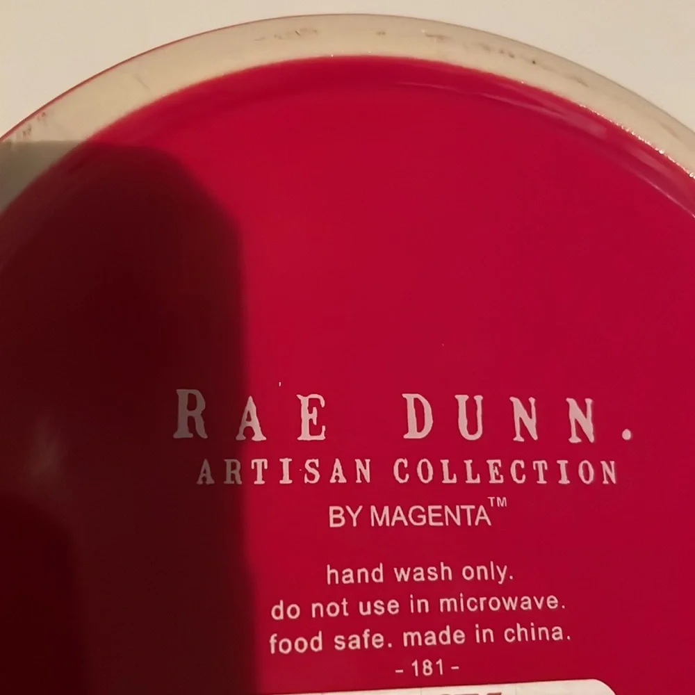 Rae Dunn pet dish dog cat red gold artisan collection magenta